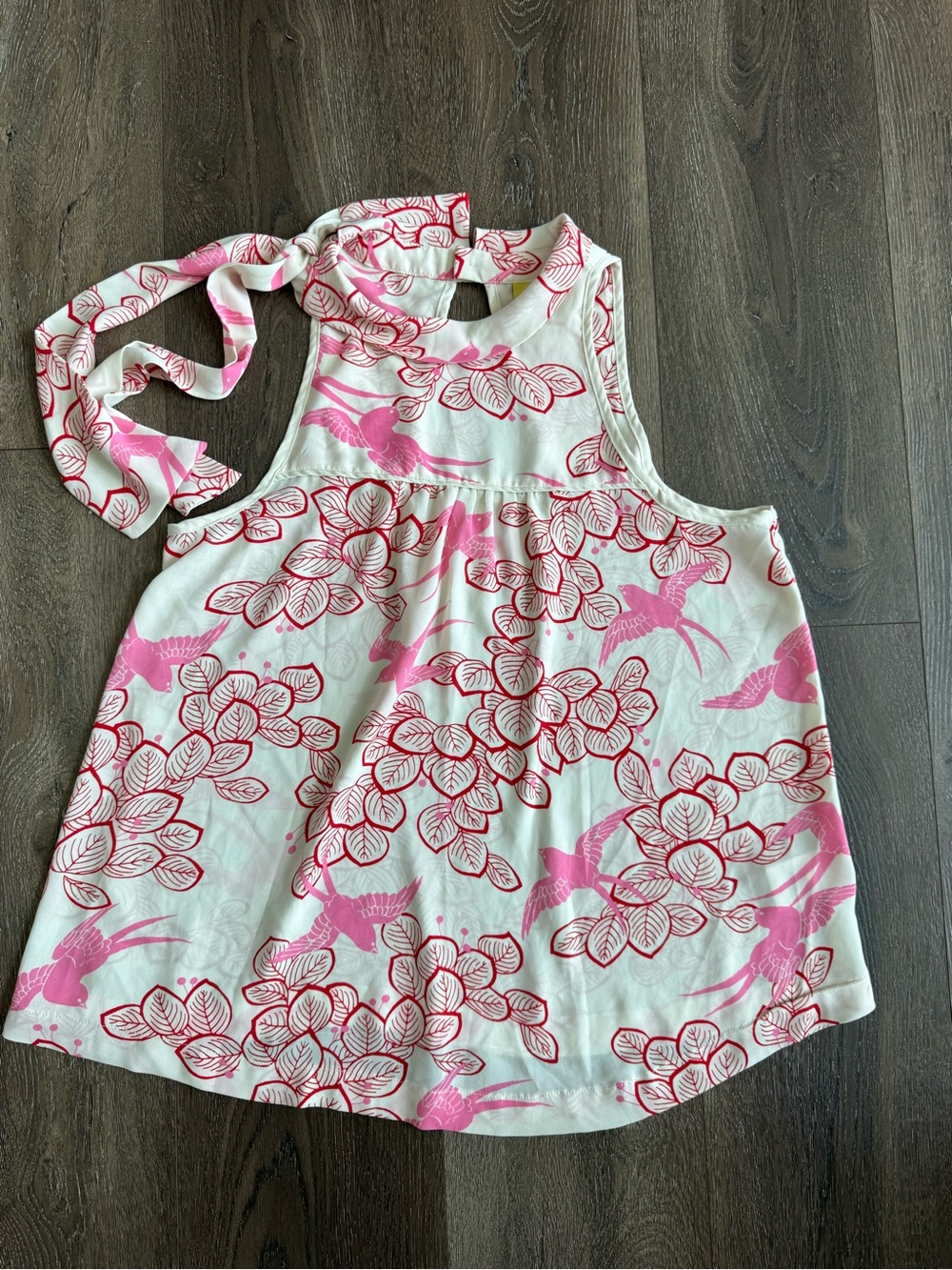 Maeve Cream Tank Top with Pink and Red Botanical Print Size 6
